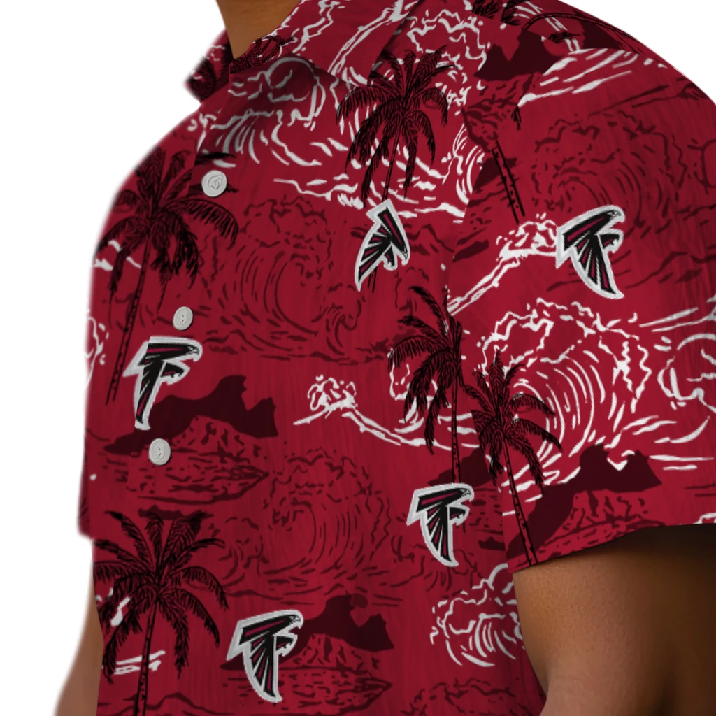 Atlanta Falcons Hawaiian Shirt - Wave Palm atlanta falcons wave palm red hawaiian shirts trendy