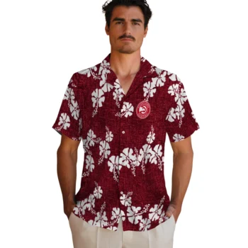 atlanta hawks hibiscus petals red hawaiian shirts fashion forward
