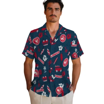 atlanta hawks beach vibe navy hawaiian shirts fashion forward