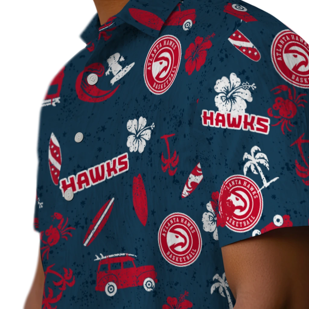 Atlanta Hawks Hawaiian Shirt - Beach Vibe atlanta hawks beach vibe navy hawaiian shirts trendy