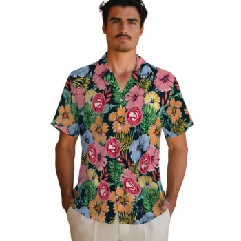 atlanta hawks brilliant hibiscus garden hawaiian shirts fashion forward