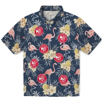 atlanta hawks flamingo hibiscus navy hawaiian shirts best selling