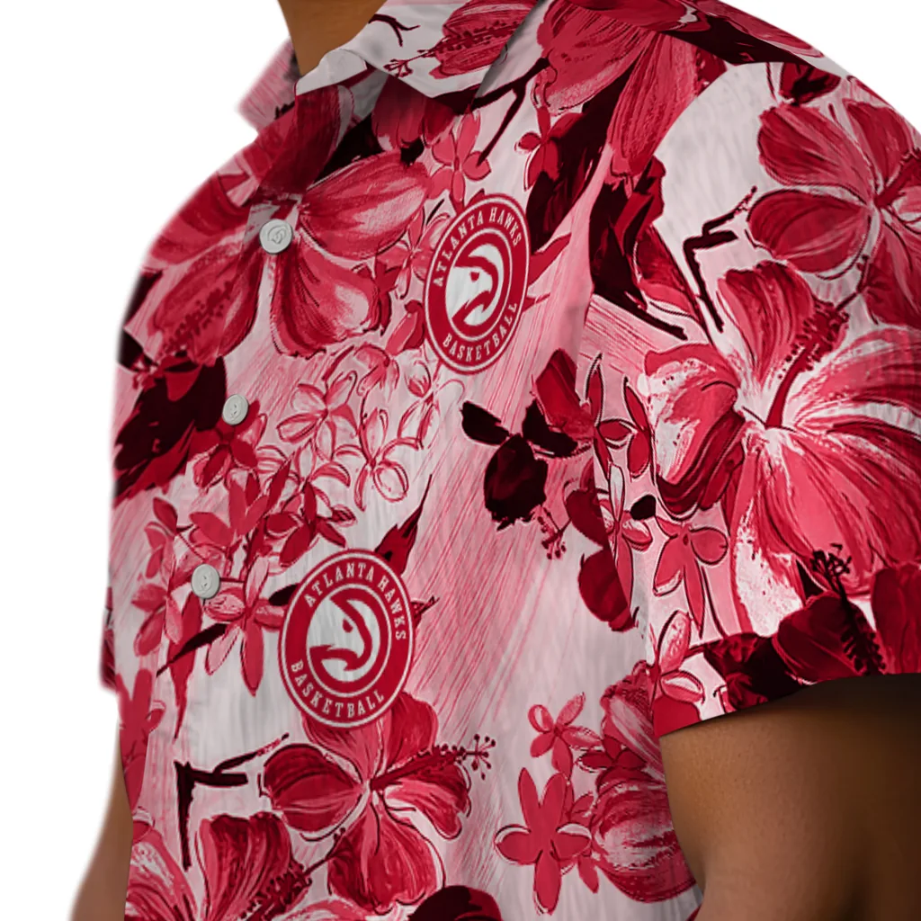 Atlanta Hawks Hawaiian Shirt - Hibiscus Arrangement atlanta hawks hibiscus arrangement red hawaiian shirts trendy