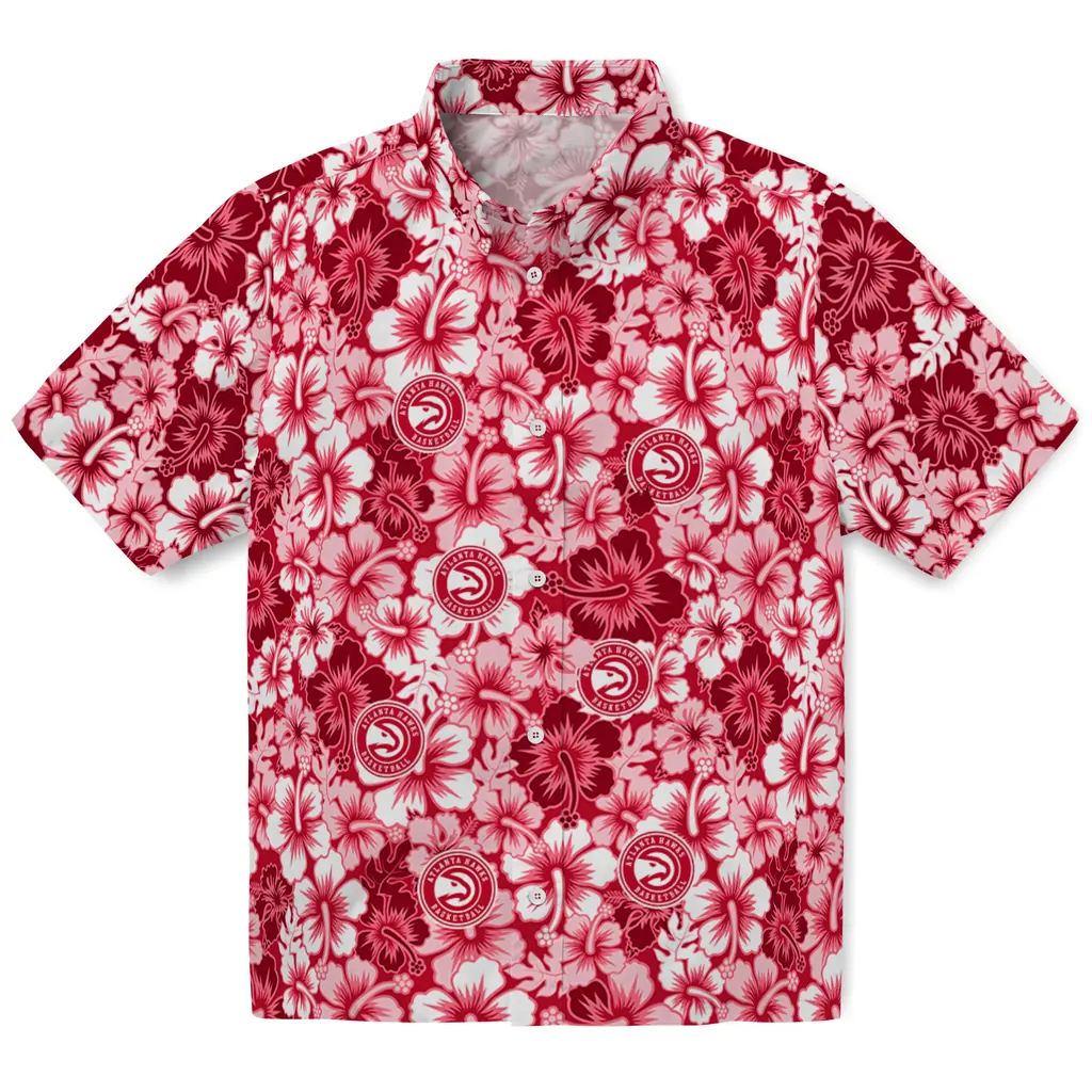 Atlanta Hawks Hawaiian Shirt - Hibiscus Blooms atlanta hawks hibiscus blooms red hawaiian shirts best selling