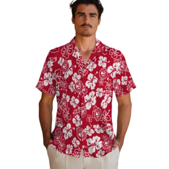 atlanta hawks hibiscus bloom red hawaiian shirts fashion forward