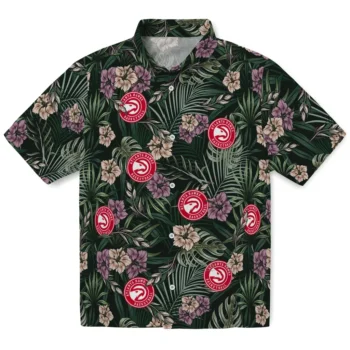 atlanta hawks hibiscus leaves pattern green hawaiian shirts best selling