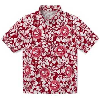 atlanta hawks hibiscus motif red white hawaiian shirts best selling