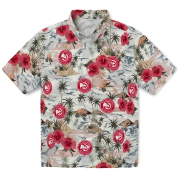 atlanta hawks hibiscus seaside white hawaiian shirts best selling