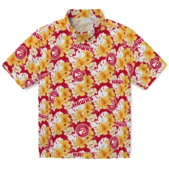 atlanta hawks hibiscus tropics red yellow hawaiian shirts best selling