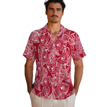atlanta hawks leaf outline red hawaiian shirts fashion forward