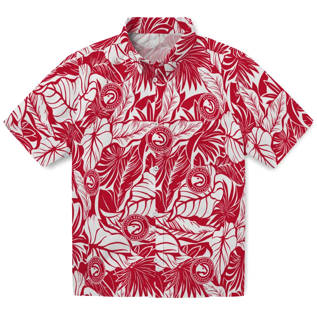 Atlanta Hawks Hawaiian Shirt - Monstera Layer atlanta hawks monstera layer red hawaiian shirts best selling