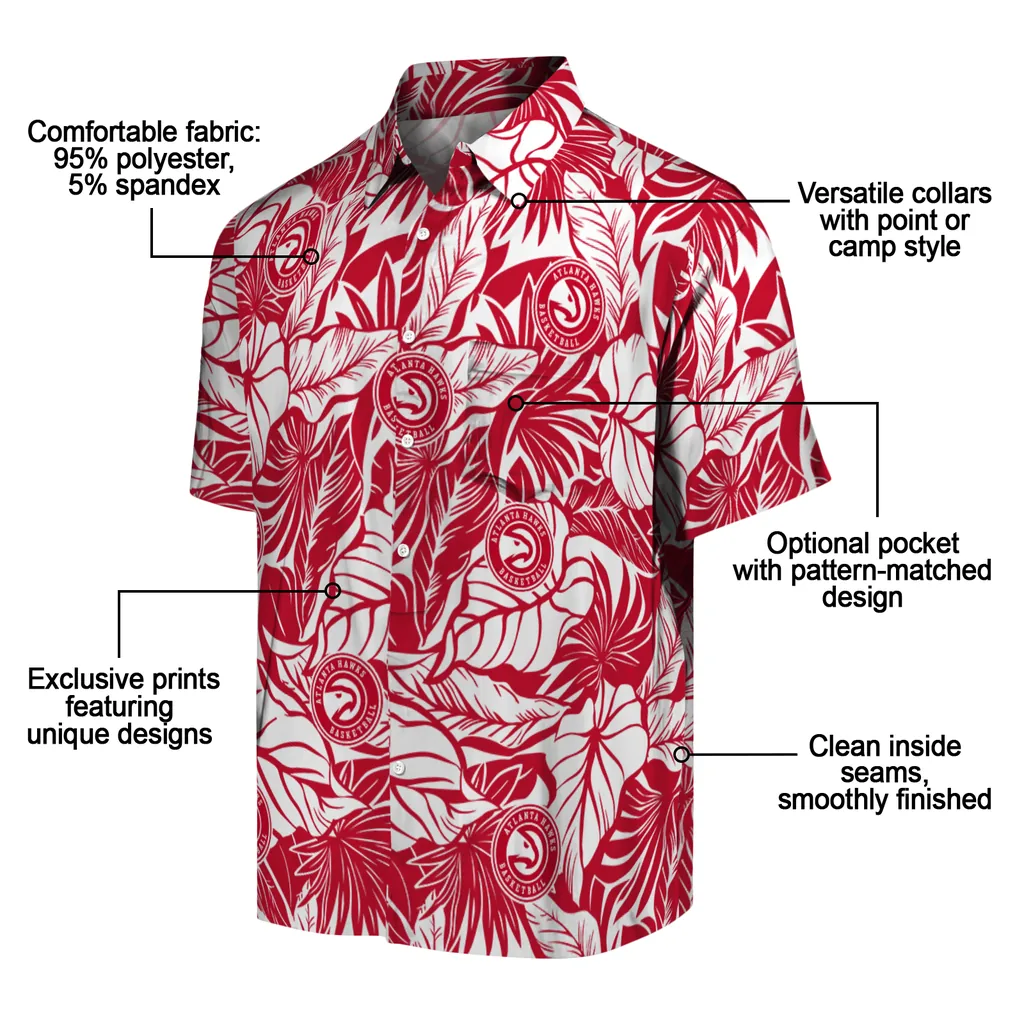Atlanta Hawks Hawaiian Shirt - Monstera Layer atlanta hawks monstera layer red hawaiian shirts new arrival