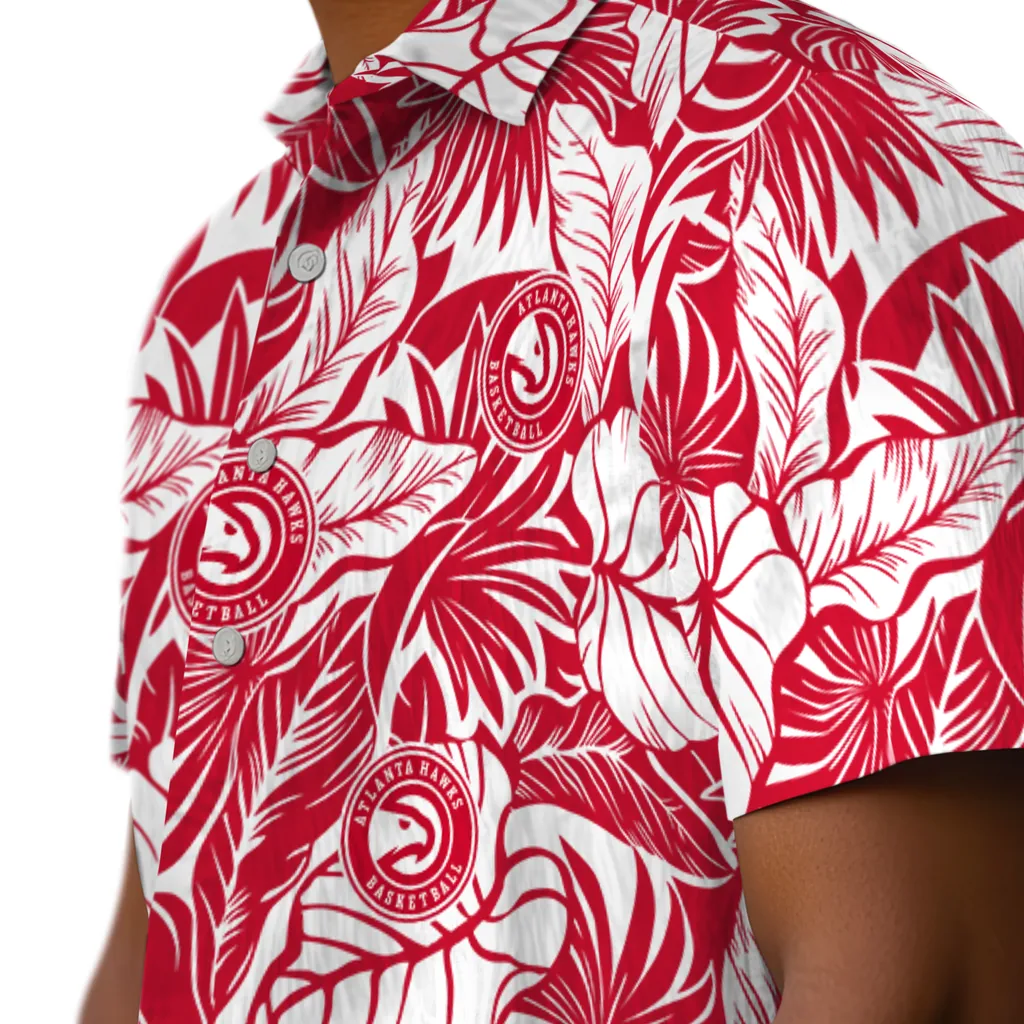 Atlanta Hawks Hawaiian Shirt - Monstera Layer atlanta hawks monstera layer red hawaiian shirts trendy