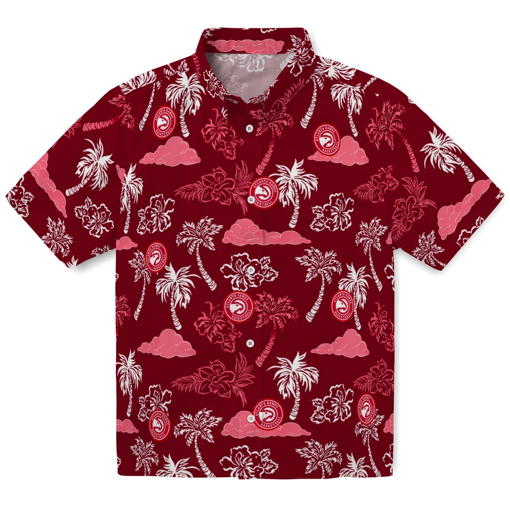 Atlanta Hawks Hawaiian Shirt - Palm And Clouds atlanta hawks palm and clouds red hawaiian shirts best selling