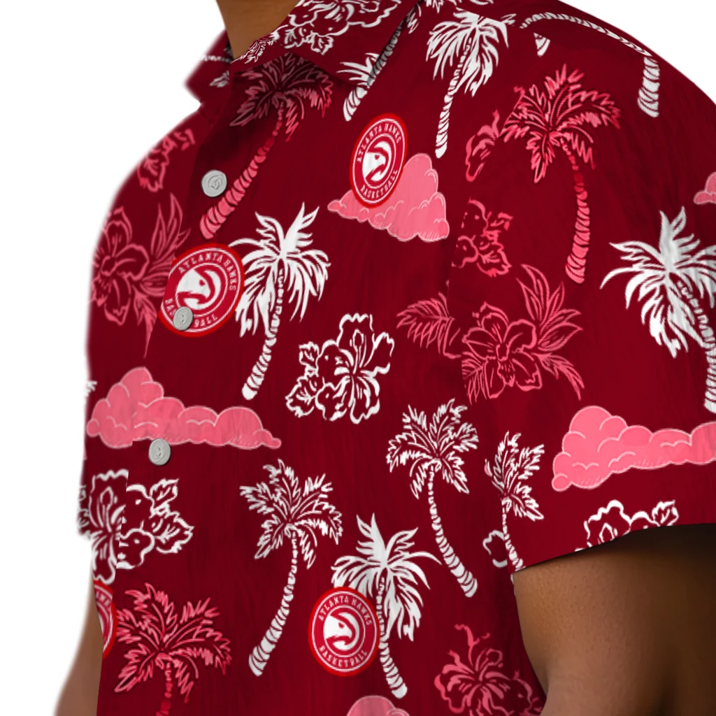 Atlanta Hawks Hawaiian Shirt - Palm And Clouds atlanta hawks palm and clouds red hawaiian shirts trendy
