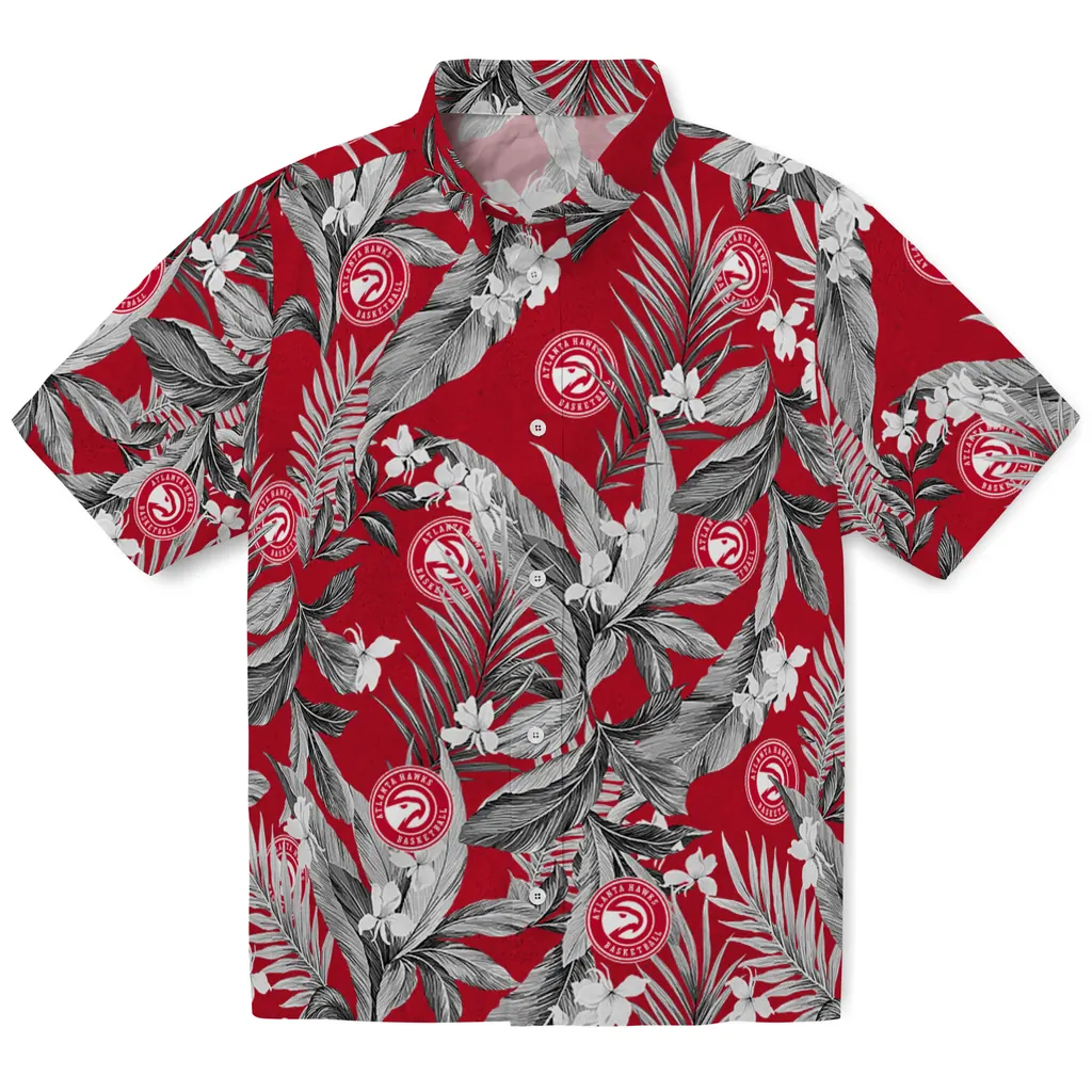 Atlanta Hawks Hawaiian Shirt - Palm Leaves atlanta hawks palm leaves red hawaiian shirts best selling