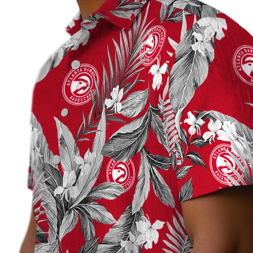 Atlanta Hawks Hawaiian Shirt - Palm Leaves atlanta hawks palm leaves red hawaiian shirts trendy