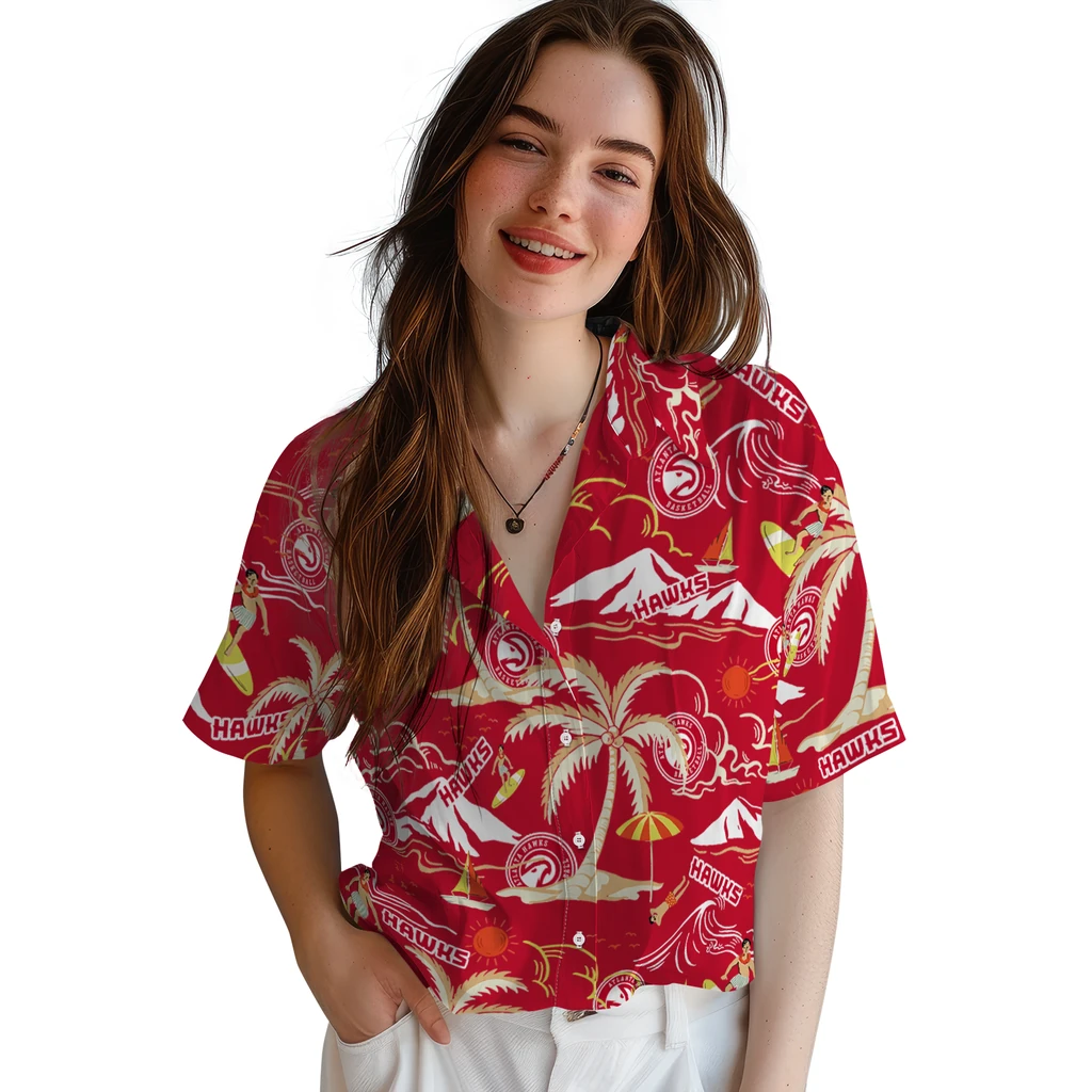 Atlanta Hawks Hawaiian Shirt - Palm Tree Island atlanta hawks palm tree island red hawaiian shirts latest model