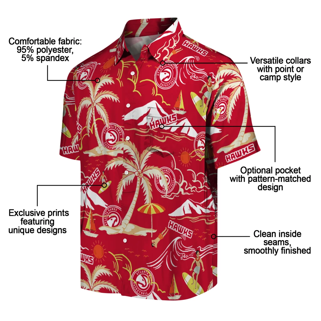Atlanta Hawks Hawaiian Shirt - Palm Tree Island atlanta hawks palm tree island red hawaiian shirts new arrival