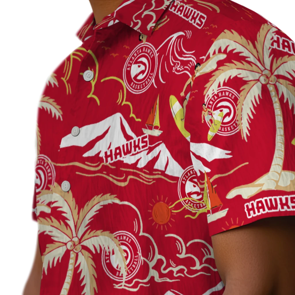 Atlanta Hawks Hawaiian Shirt - Palm Tree Island atlanta hawks palm tree island red hawaiian shirts trendy