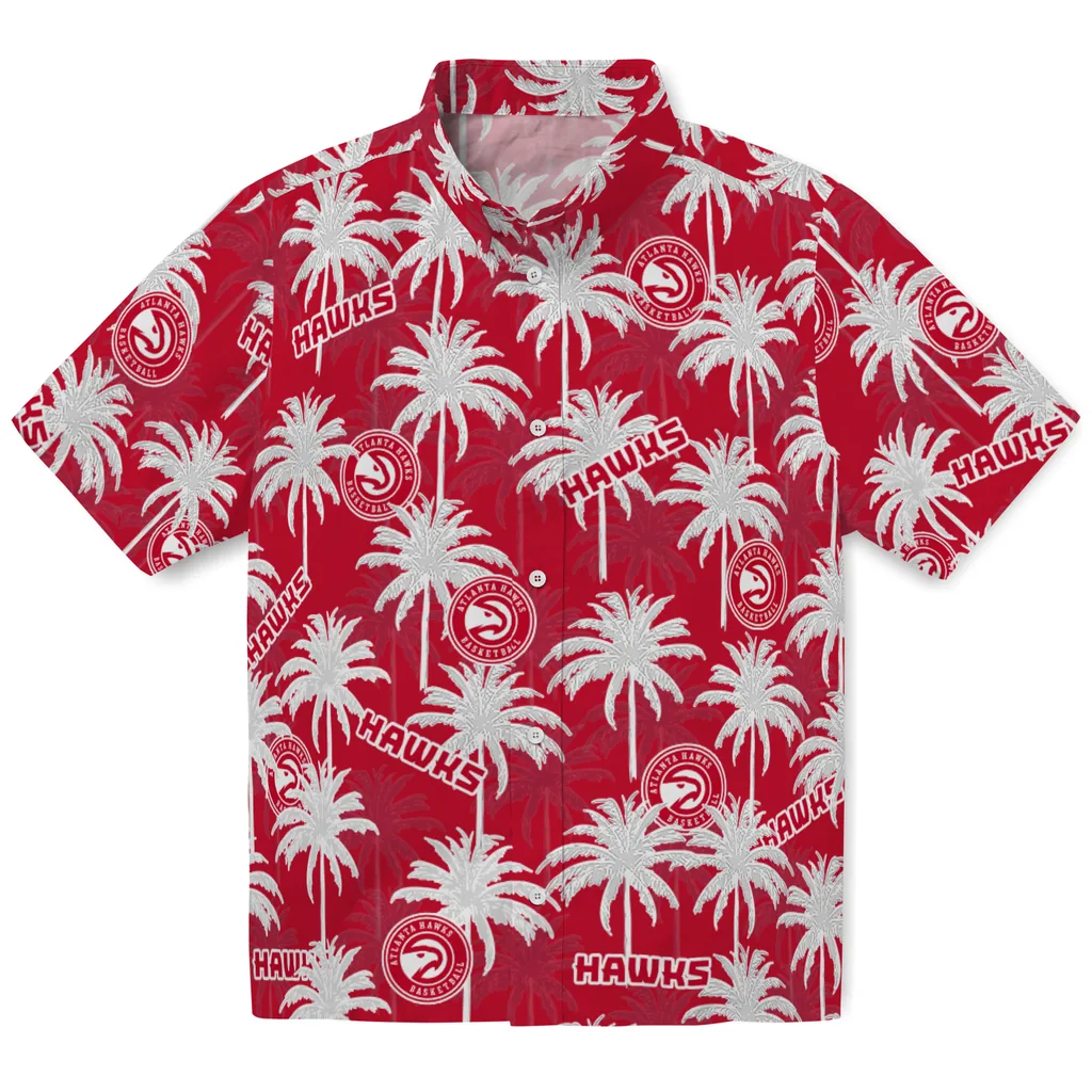 Atlanta Hawks Hawaiian Shirt - Palm Tree Motif atlanta hawks palm grove red hawaiian shirts best selling