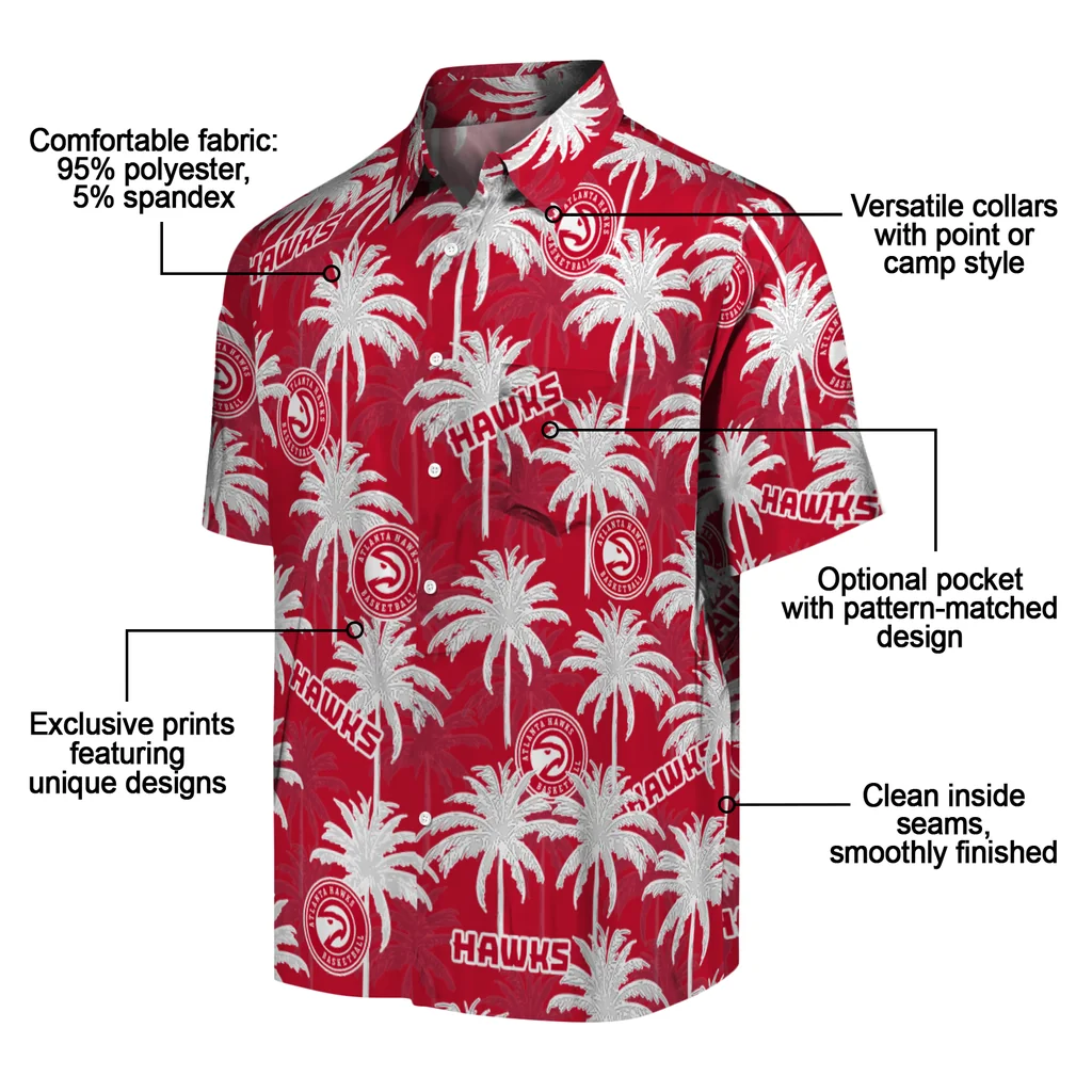 Atlanta Hawks Hawaiian Shirt - Palm Tree Motif atlanta hawks palm grove red hawaiian shirts new arrival