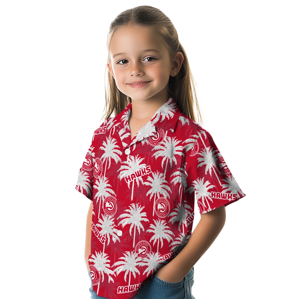 Atlanta Hawks Hawaiian Shirt - Palm Tree Motif atlanta hawks palm grove red hawaiian shirts premium grade