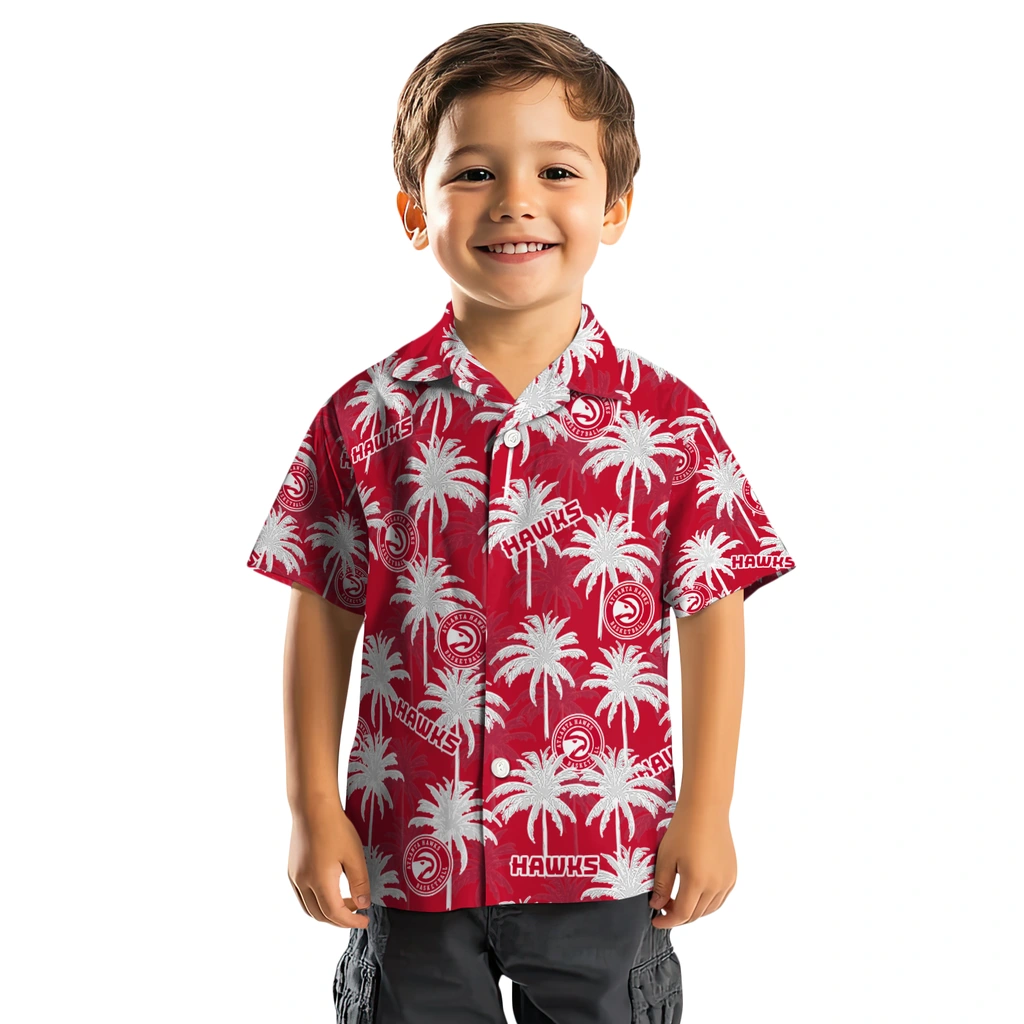 Atlanta Hawks Hawaiian Shirt - Palm Tree Motif atlanta hawks palm grove red hawaiian shirts top rated