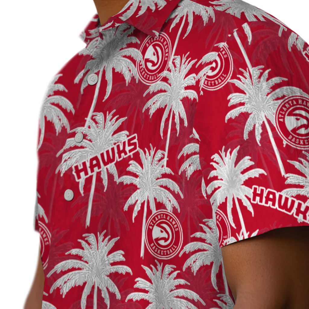 Atlanta Hawks Hawaiian Shirt - Palm Tree Motif atlanta hawks palm grove red hawaiian shirts trendy