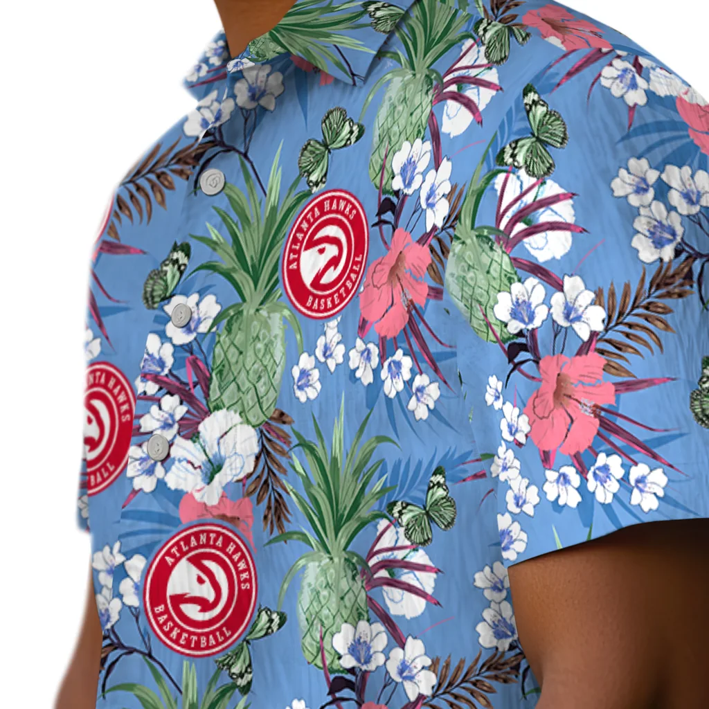 Atlanta Hawks Hawaiian Shirt - Pineapple Bouquet atlanta hawks pineapple bouquet best sky blue hawaiian shirts trendy