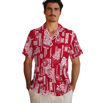 atlanta hawks turtle lines red hawaiian shirts fashion forward