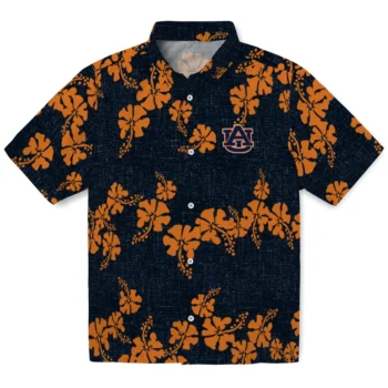 auburn tigers hibiscus petals navy blue hawaiian shirts best selling