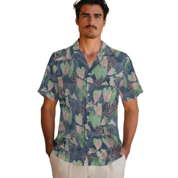 auburn tigers anthurium overlay navy blue hawaiian shirts fashion forward