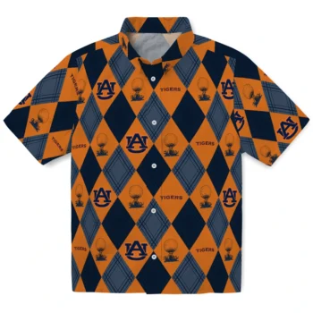auburn tigers balloon plaid navy blue hawaiian shirts best selling