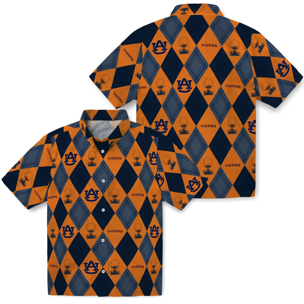 Auburn Tigers Hawaiian Shirt - Golfing Plaid auburn tigers balloon plaid navy blue hawaiian shirts high quality