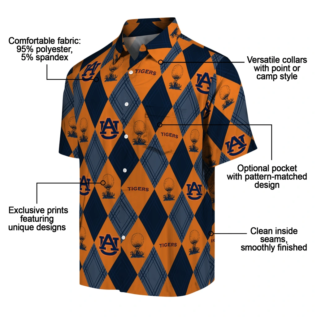 Auburn Tigers Hawaiian Shirt - Golfing Plaid auburn tigers balloon plaid navy blue hawaiian shirts new arrival