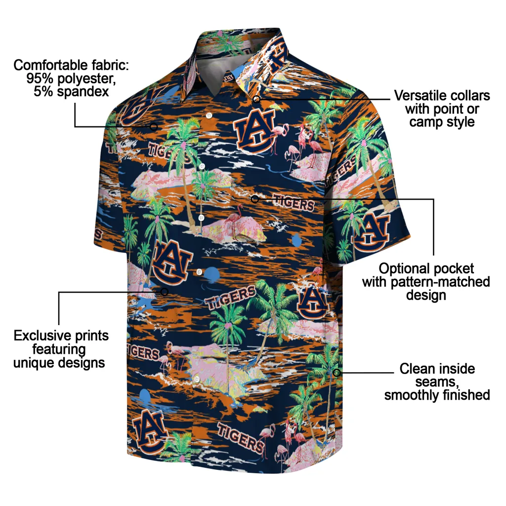 Auburn Tigers Hawaiian Shirt - Hawaii Island auburn tigers flamingo retreat navy blue hawaiian shirts new arrival