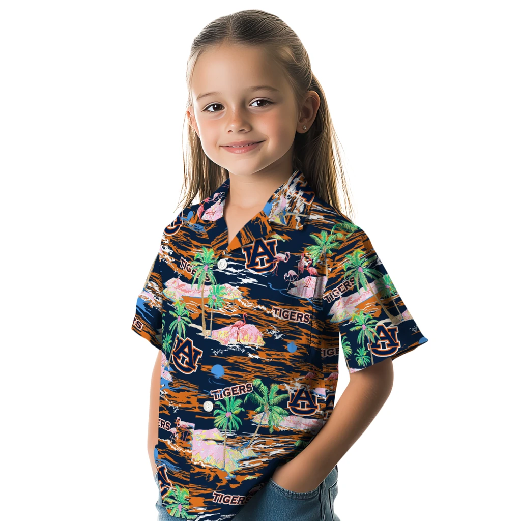 Auburn Tigers Hawaiian Shirt - Hawaii Island auburn tigers flamingo retreat navy blue hawaiian shirts premium grade