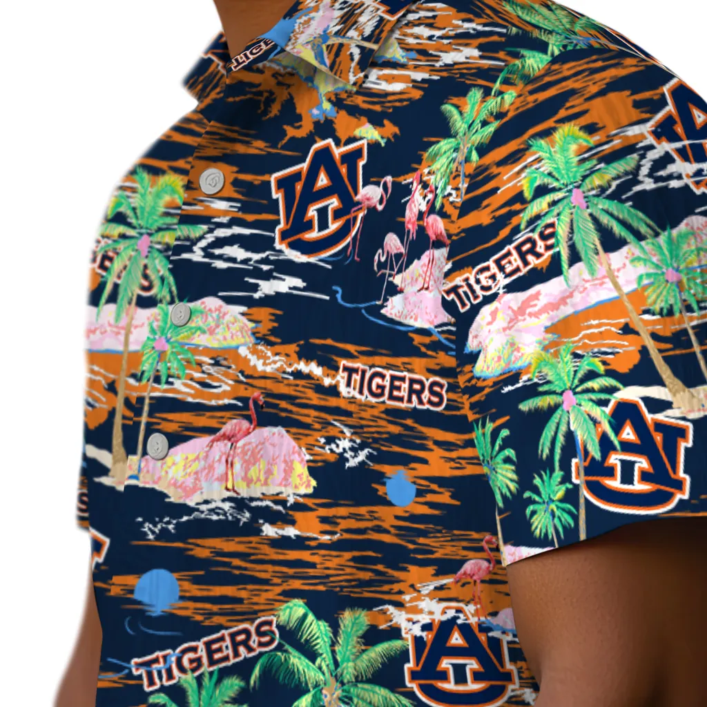 Auburn Tigers Hawaiian Shirt - Hawaii Island auburn tigers flamingo retreat navy blue hawaiian shirts trendy