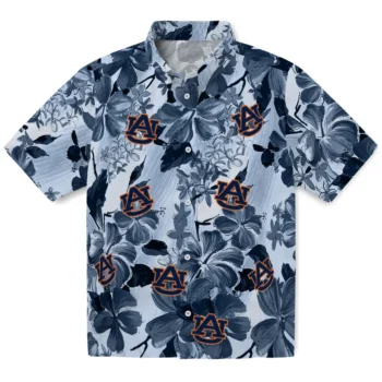 auburn tigers hibiscus arrangement navy blue hawaiian shirts best selling
