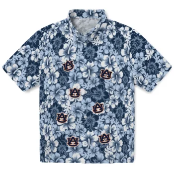 auburn tigers hibiscus blooms navy blue hawaiian shirts best selling