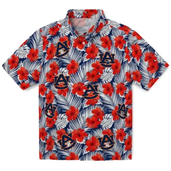 auburn tigers hibiscus fiesta red royal blue hawaiian shirts best selling