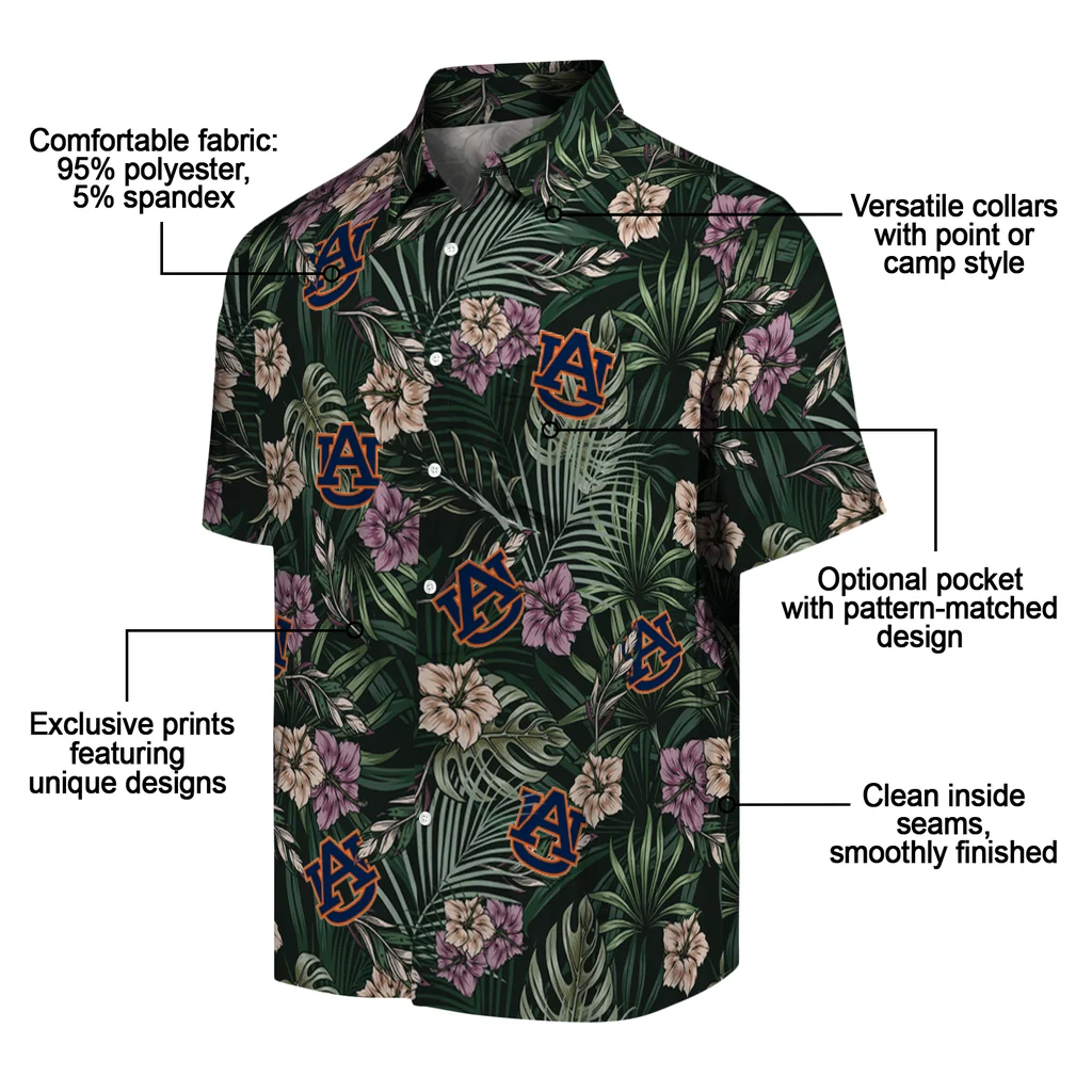 Auburn Tigers Hawaiian Shirt - Hibiscus Leaves Pattern auburn tigers hibiscus leaves pattern green hawaiian shirts new arrival