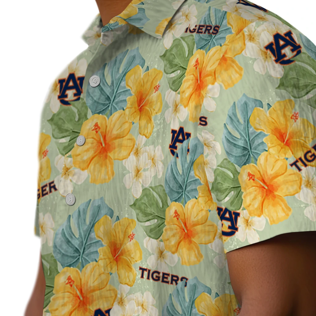 Auburn Tigers Hawaiian Shirt - Hibiscus Mood auburn tigers hibiscus mood pale lime yellow hawaiian shirts trendy