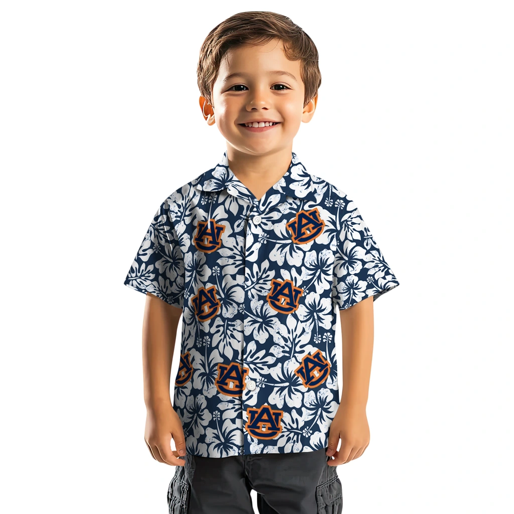 Auburn Tigers Hawaiian Shirt - Hibiscus Motif auburn tigers hibiscus motif navy blue white hawaiian shirts top rated