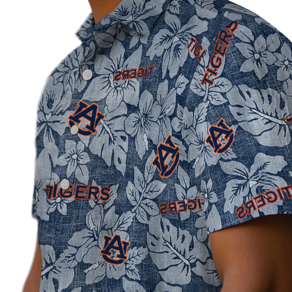 Auburn Tigers Hawaiian Shirt - Hibiscus Oasis auburn tigers hibiscus oasis navy blue hawaiian shirts trendy