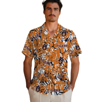 auburn tigers hibiscus overlay hawaiian shirts fashion forward