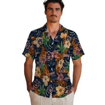 auburn tigers tiki jungle navy blue hawaiian shirts fashion forward