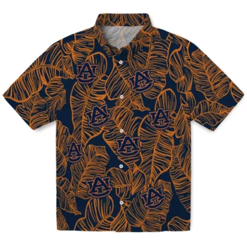 auburn tigers leaf outline navy blue hawaiian shirts best selling