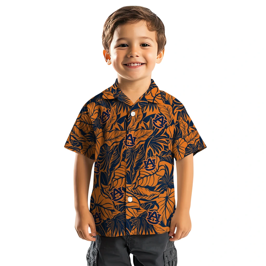 Auburn Tigers Hawaiian Shirt - Monstera Layer auburn tigers monstera layer navy blue hawaiian shirts top rated